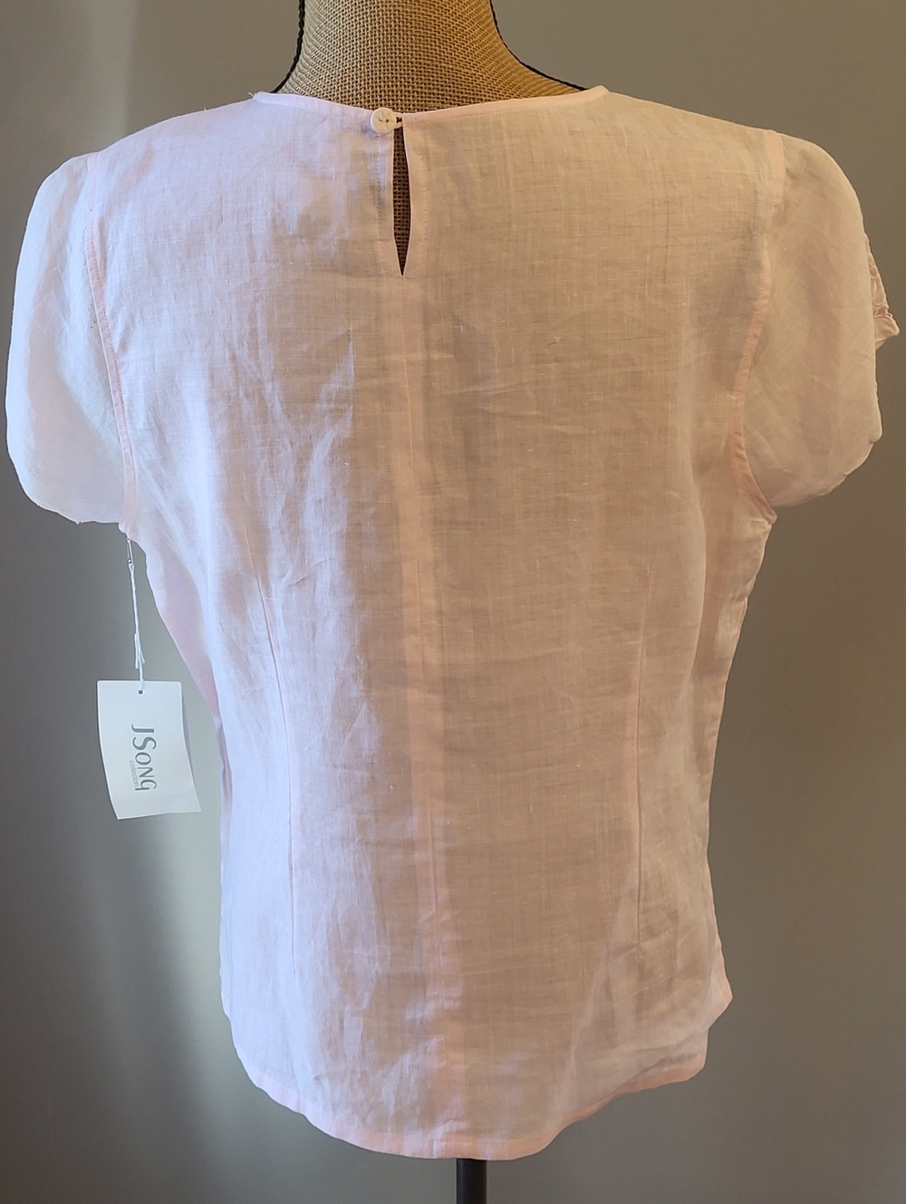 J Song Pale Pink Linen Short Sleeve Blouse NWT - Picture 5 of 12